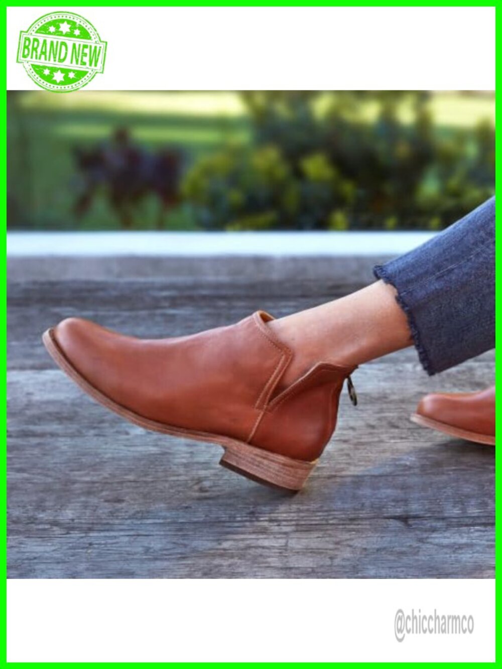 Leather Ankle Booties with Padded Insole Arch Support Back Zipper - Picture 2 of 5